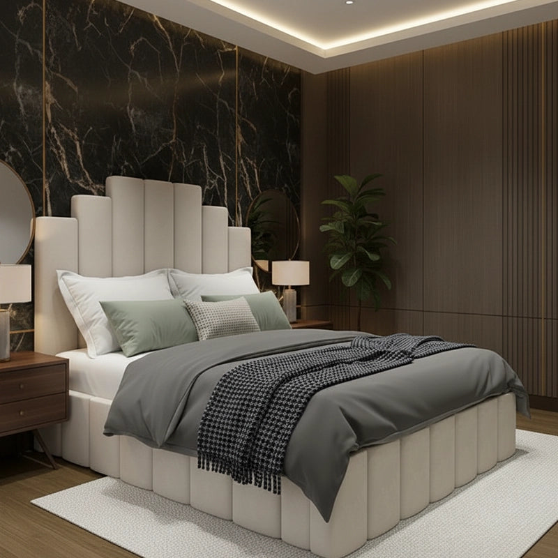 Veera Upholstered Plush Velvet Bed | Storage & Mattress